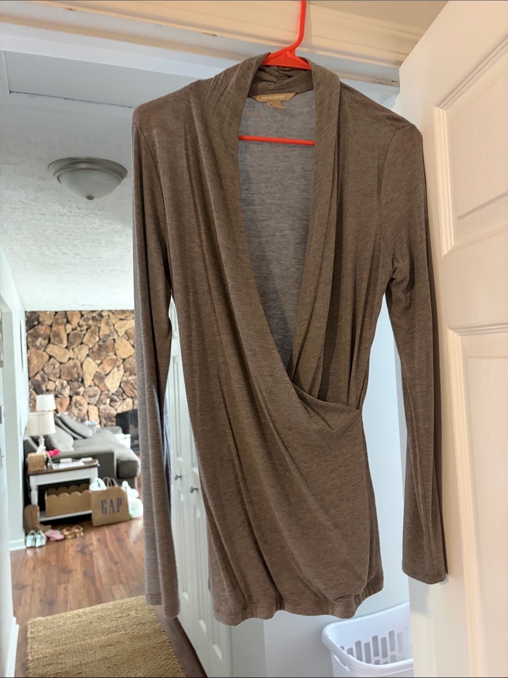 Banana Republic Gray Draped Wrap-Style Top